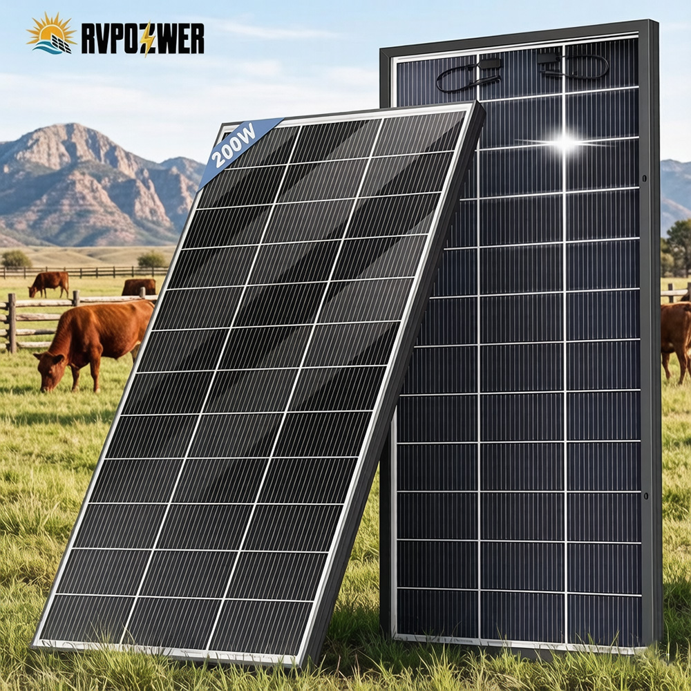 Solar Panel 200W - RVPOZWER 両面発電ソーラーパネル 16BB N型単結晶セル 高効率PV電源 家庭用屋上