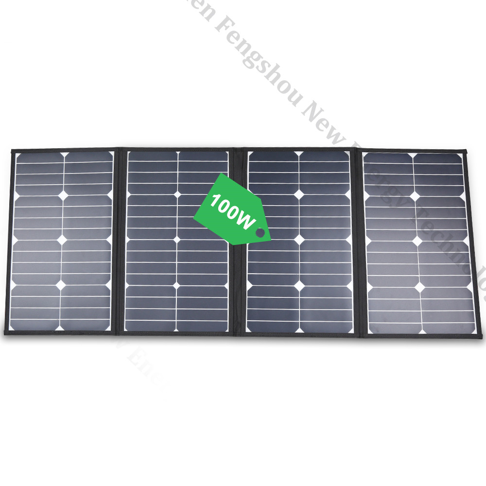 ポータブル 100 ワット折りたたみ式ソーラーパネル充電器キ - Solar Panel のレビューと価格