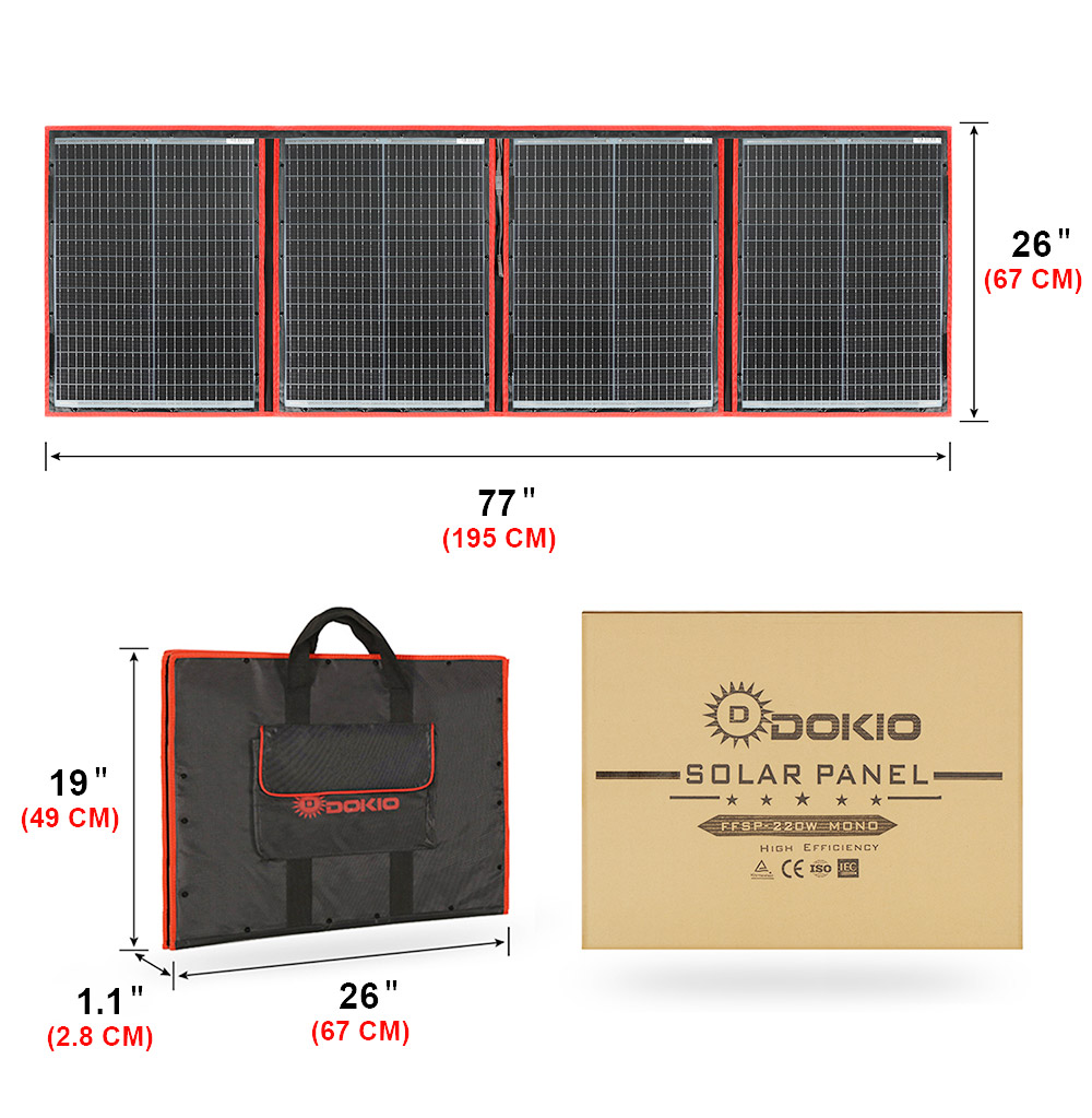 ドキオブランド フレキシブル折りたたみ式200Wモノソーラー - Solar Panel 200W のレビューと価格