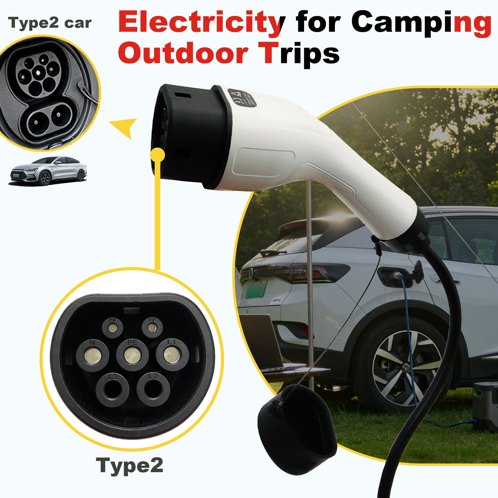 タイプ2 V2L放電アダプター 16A ブラジルソケット E - Outdoor Power Station のレビューと価格