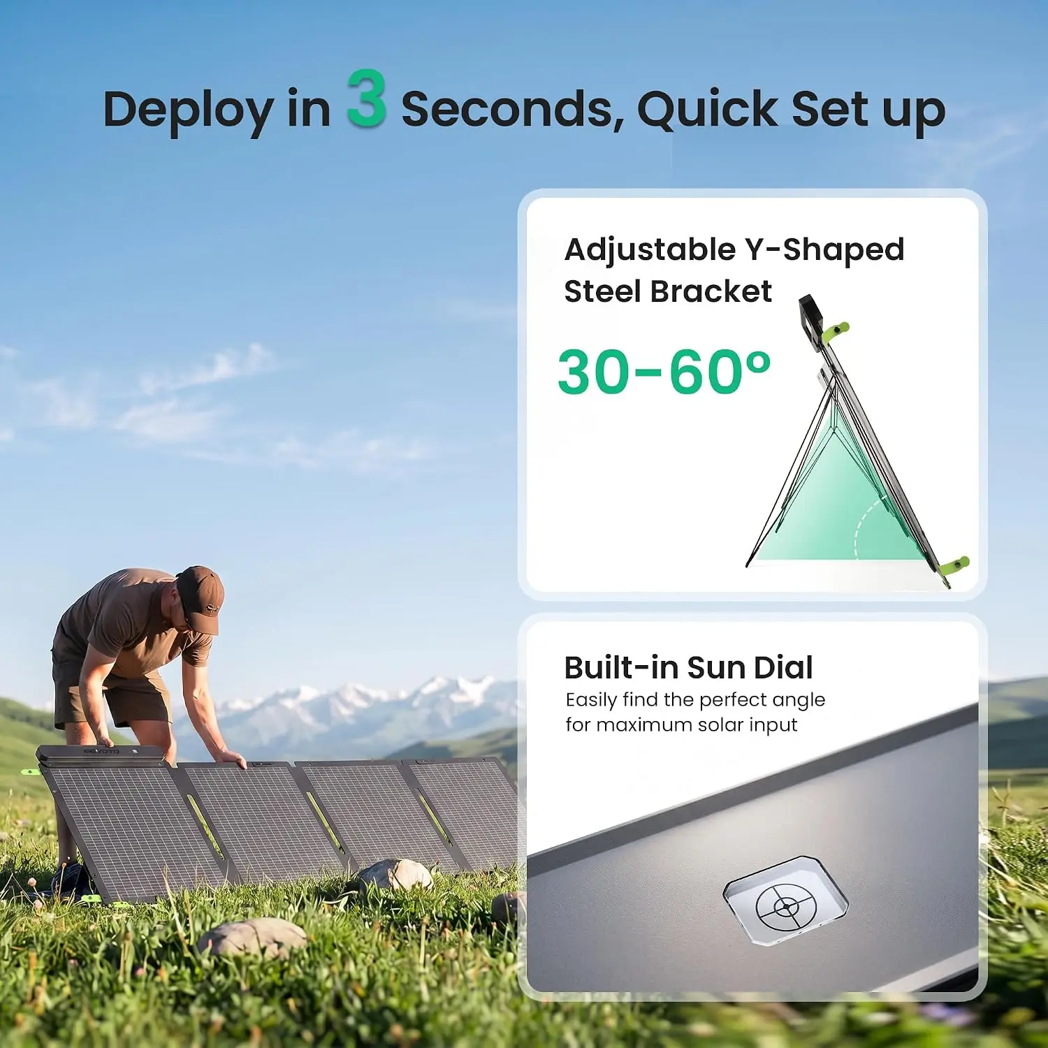 200W両面型ポータブルソーラーパネル、キャンプ、RV、およ - Solar Panel 200W のレビューと価格