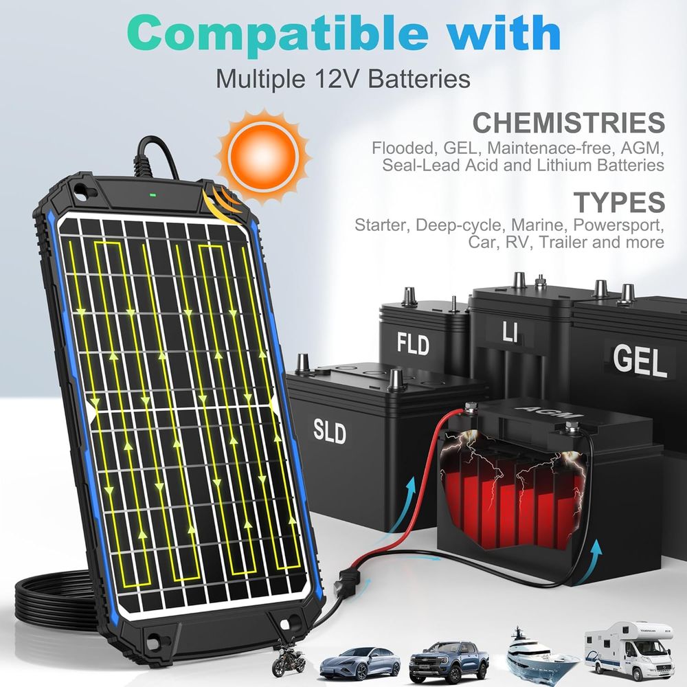 防水 12W 12V ソーラーバッテリー充電器＆メンテナー  - Charge Controller Solar のレビューと価格