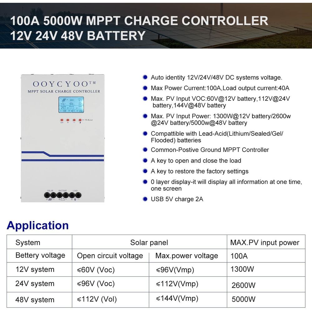 100アンペアMPPTソーラー充電コントローラー24V 12 - Charge Controller Solar のレビューと価格